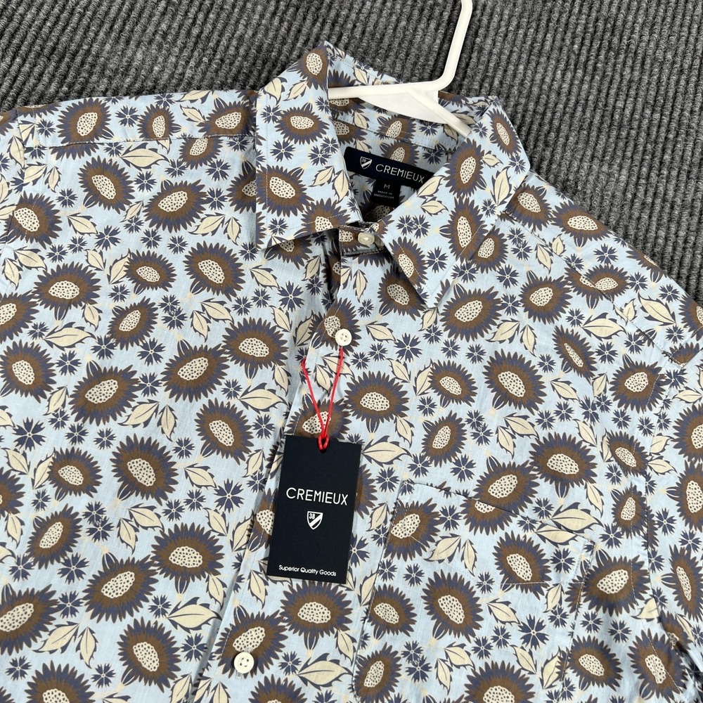 Cremieux Shirt Mens Medium Blue Paisley Short Sleeve Button Up Casual New
